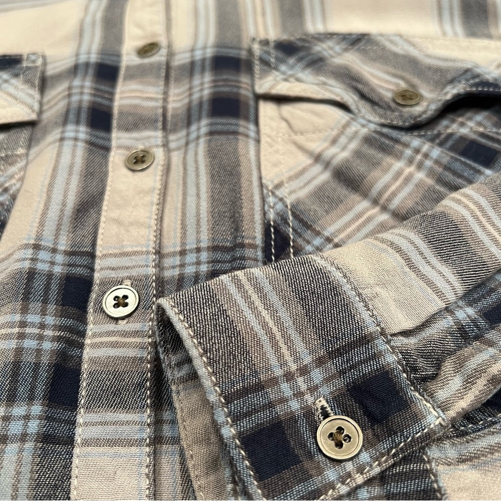 Maurices Blue Gray Plaid Long Sleeve Button Down Collared Shirt - Picture 9 of 12